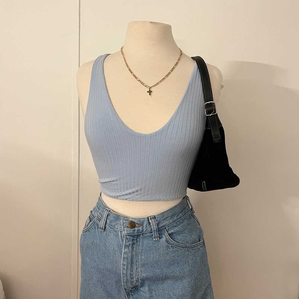 Lulus Baby Blue Adjustable Halter Top Size Small